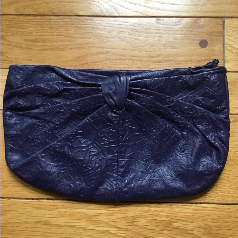 Vintage Susan Gail Geometric Blue Leather Clutch